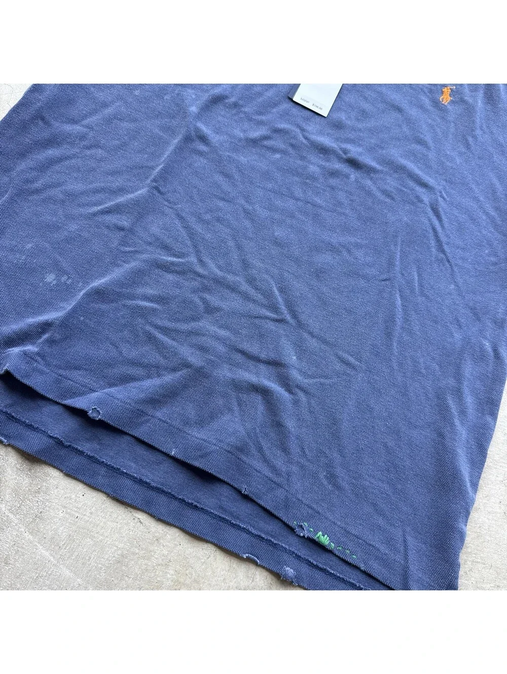 NWT Polo Ralph Lauren Fit Mended Vintage Style Mesh Polo Shirt Blue Large $196